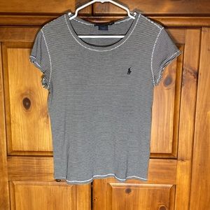 Ralph Lauren Sport Black and White Striped Basic Short Sleeve Shirt